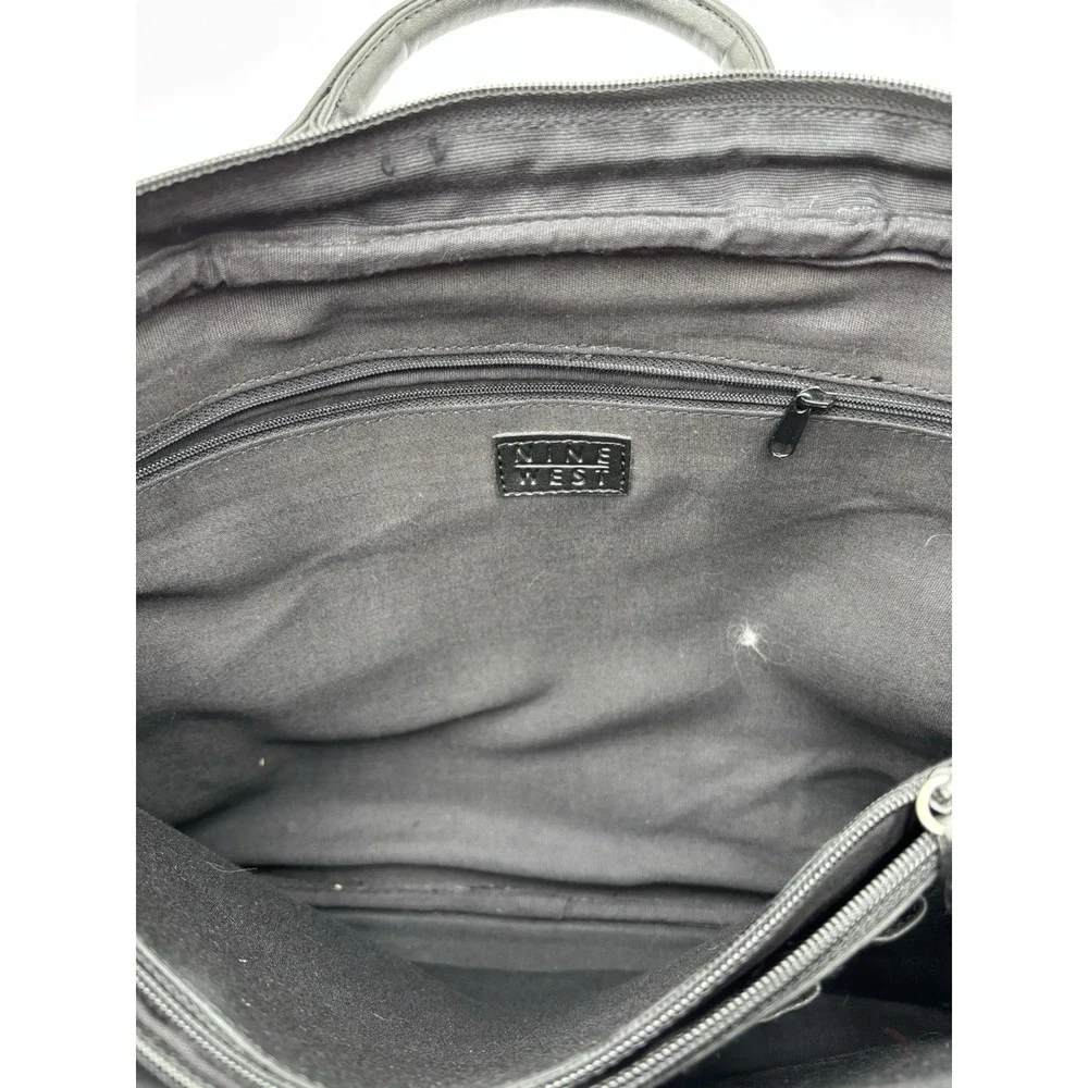 Nine West‎ Black Faux Leather Laptop Briefcase Tote Crossbody Bag Large NWOT